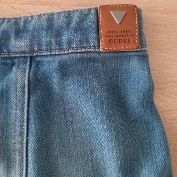 Guess Mini Denim Button-Up Skirt A-Line Y2K Size 29'' Jean Skirt Campus 90s - Picture 3 of 8